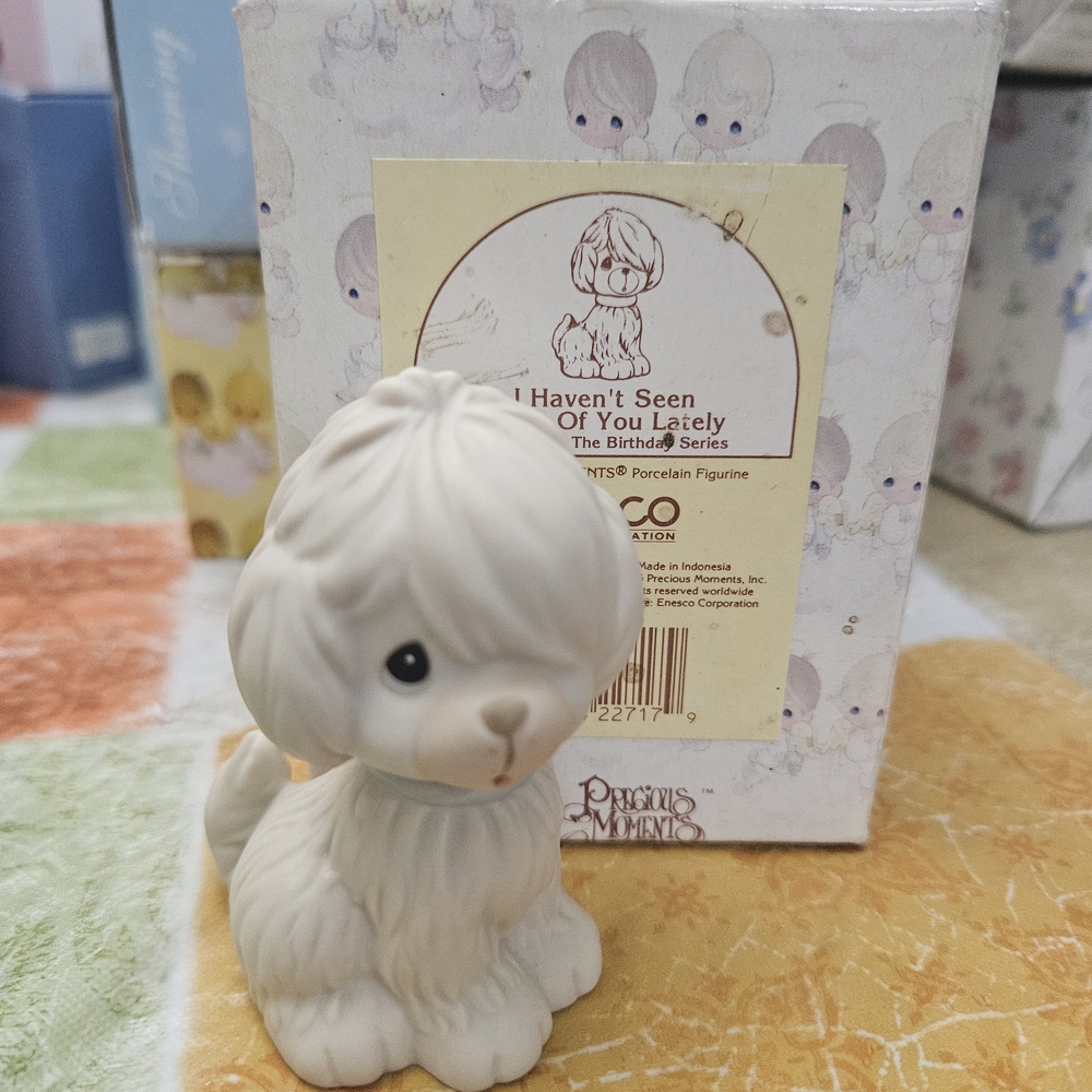 Precious Moments White and Tan Puppy Figurine